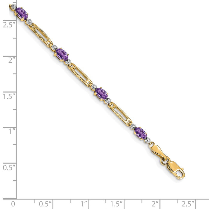 High-Quality 14K Gold Amethyst & Diamond Bracelet - Stylish & Affordable!-4