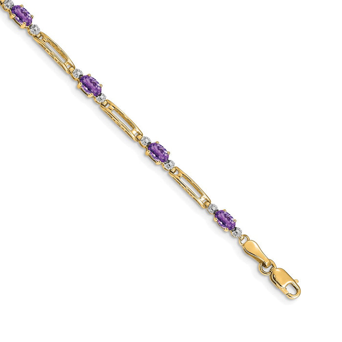 High-Quality 14K Gold Amethyst & Diamond Bracelet - Stylish & Affordable!-1