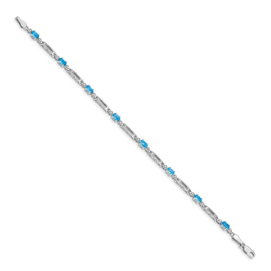 Shop 14K White Gold Bracelet with Diamonds & Blue Topaz - Stylish Luxury Value!