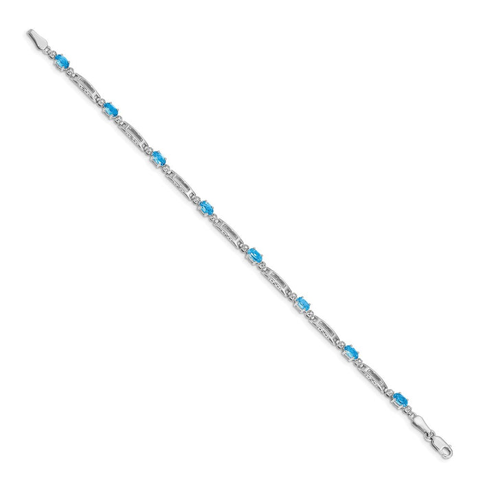 Shop 14K White Gold Bracelet with Diamonds & Blue Topaz - Stylish Luxury Value!-2