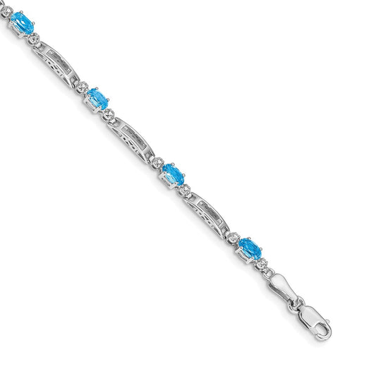 Shop 14K White Gold Bracelet with Diamonds & Blue Topaz - Stylish Luxury Value!