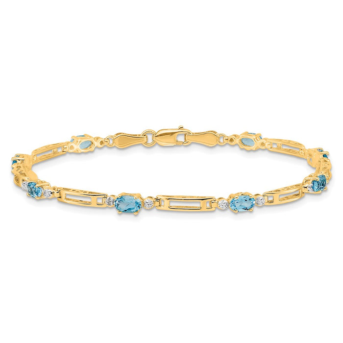 Buy Stylish 14K Gold Bracelet with Diamonds & Blue Topaz - Luxury Value-3