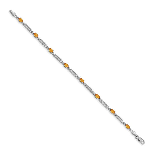 High-Quality 14K White Gold Citrine & Diamond Bracelet - Stylish Luxury Value