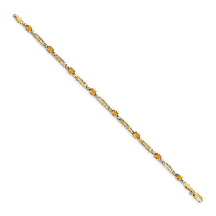 Shop Stylish 14K Gold Citrine & Diamond Bracelet - Exclusive Design, Affordable Luxury-2