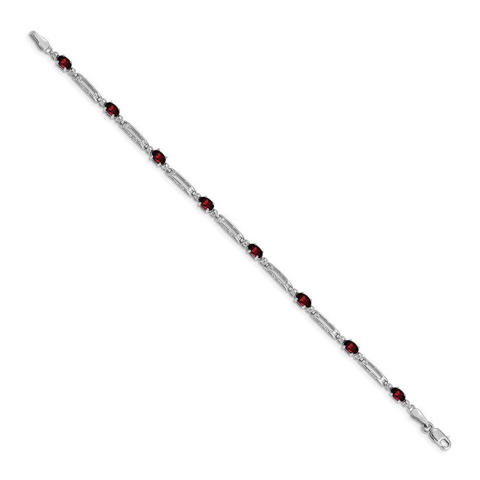 Order a Stylish 14K White Gold Bracelet with Garnet and Diamonds-2