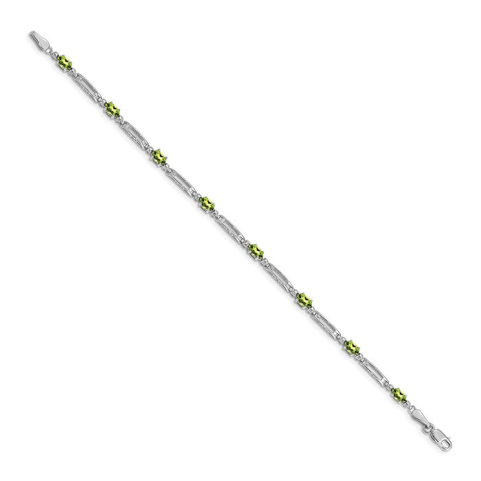 High-Quality 14K White Gold Bracelet with Diamonds & Peridot - Stylish Value!-2