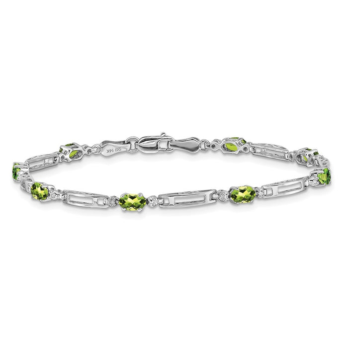 High-Quality 14K White Gold Bracelet with Diamonds & Peridot - Stylish Value!-3