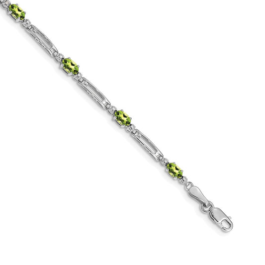 High-Quality 14K White Gold Bracelet with Diamonds & Peridot - Stylish Value!