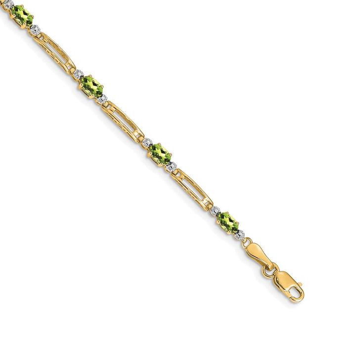 Shop Stylish 14K Gold Bracelet with Diamond & Peridot Accents, 6.5" Long-1