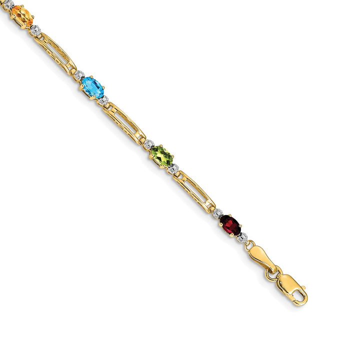 Exclusive 14K Gold Rainbow Bracelet with Fancy Diamonds - Stylish Value!-1