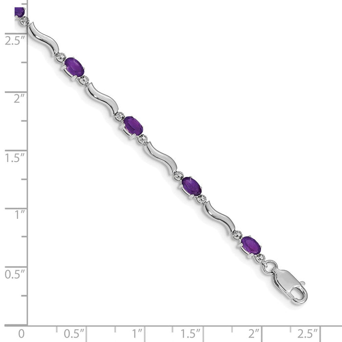 Shop Stylish 14K White Gold Bracelet with Amethyst & Diamonds, 7.5" Length-4
