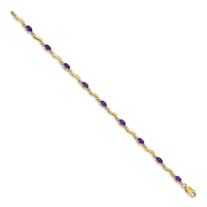 High-Quality 14K Gold Amethyst & Diamond Bracelet - Stylish Luxury Value-2