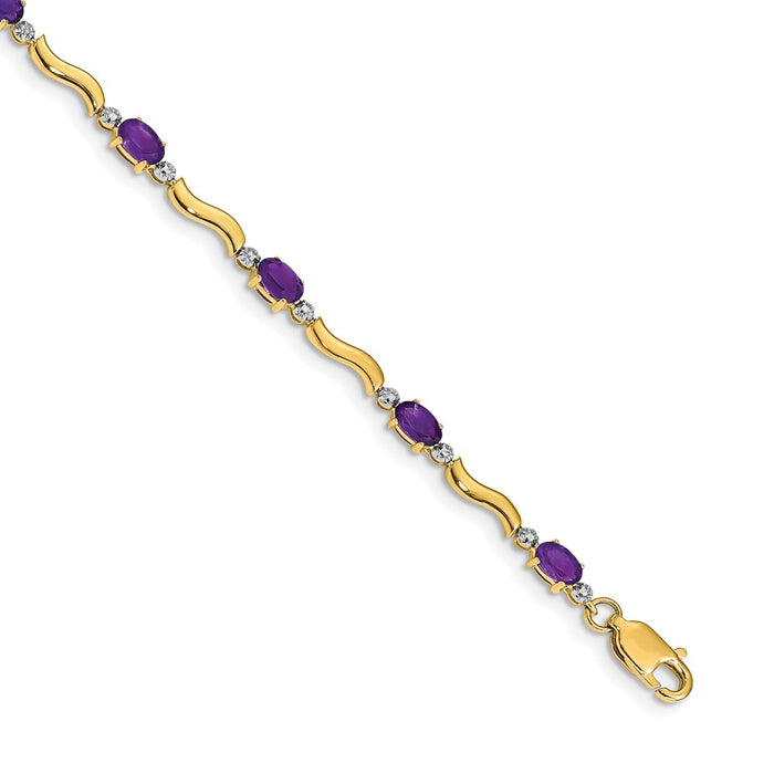 High-Quality 14K Gold Amethyst & Diamond Bracelet - Stylish Luxury Value-1