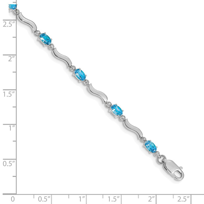 Buy 14K White Gold Elegant Diamond & Blue Topaz Bracelet - Stylish Luxury Value-4