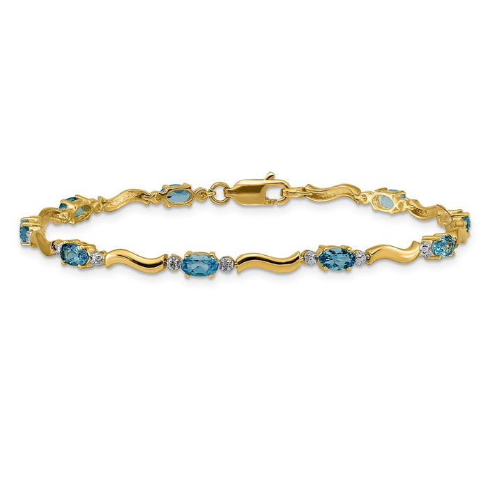 High-Quality 14K Gold Diamond & Blue Topaz Bracelet - Stylish & Affordable!-3