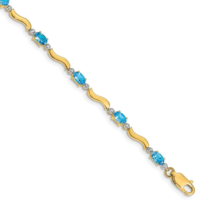 High-Quality 14K Gold Diamond & Blue Topaz Bracelet - Stylish & Affordable!-1