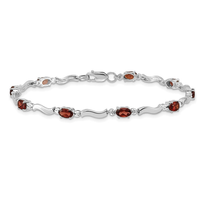 Buy 14K White Gold Diamond & Garnet Bracelet - Stylish Elegance, Affordable Price-3