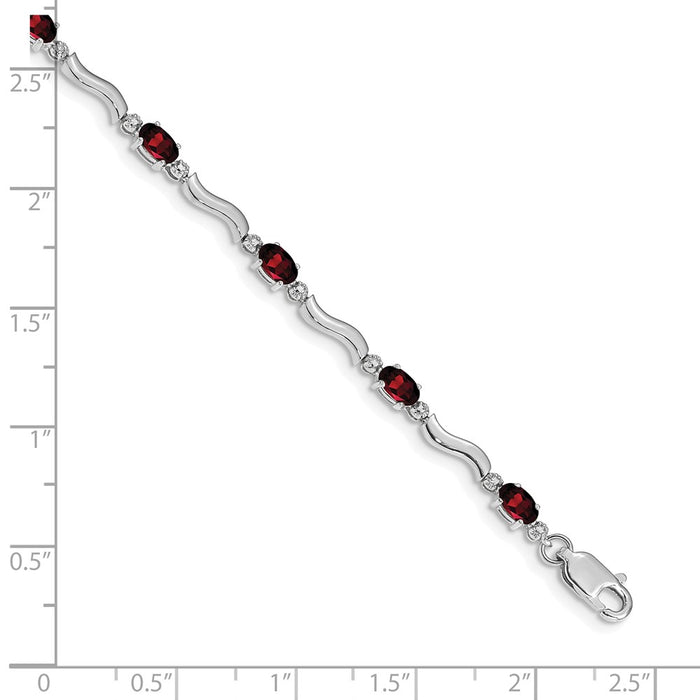 Buy 14K White Gold Diamond & Garnet Bracelet - Stylish Elegance, Affordable Price-4