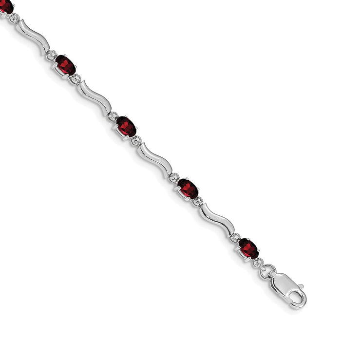 Buy 14K White Gold Diamond & Garnet Bracelet - Stylish Elegance, Affordable Price-1