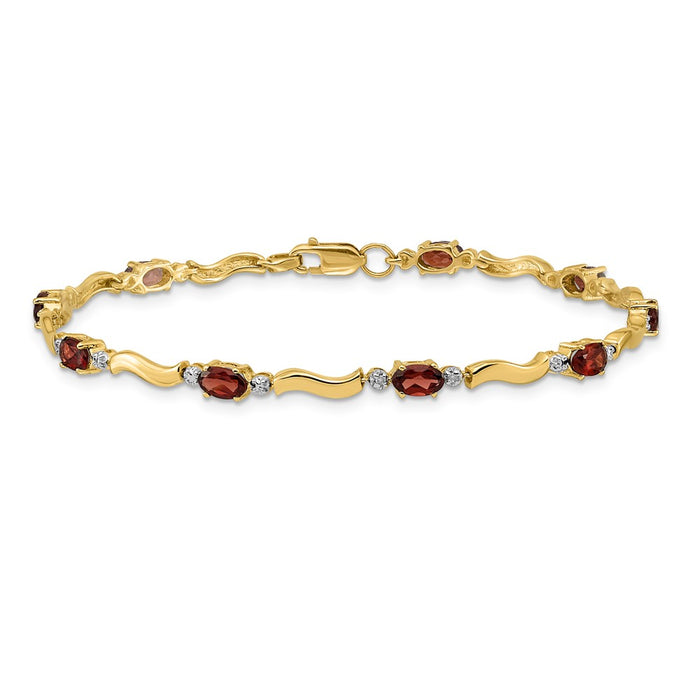 High-Quality 14K Gold Diamond & Garnet Bracelet - Stylish Elegance Awaits!-3