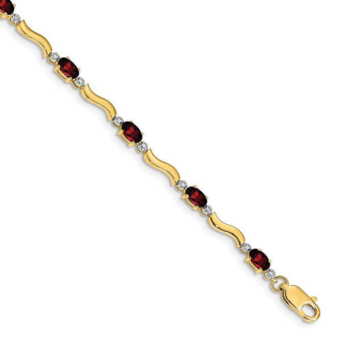High-Quality 14K Gold Diamond & Garnet Bracelet - Stylish Elegance Awaits!-1