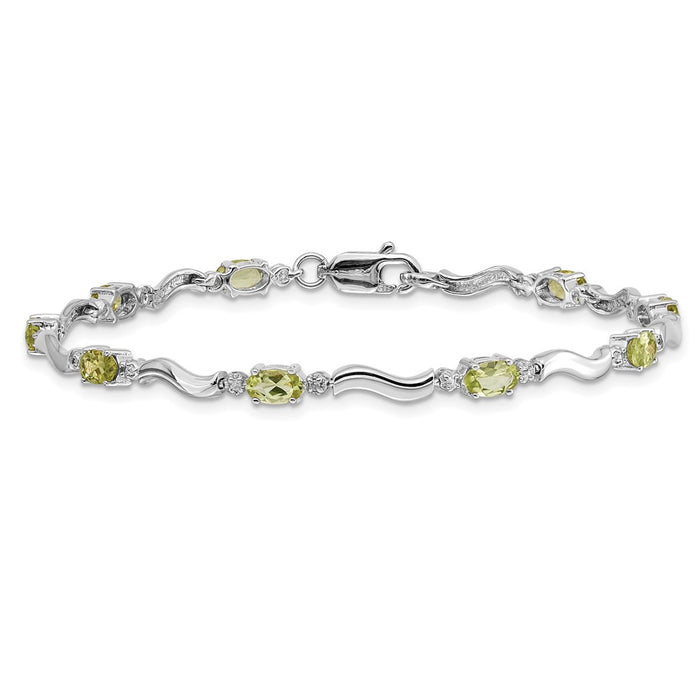 Shop Stylish 14K White Gold Diamond & Peridot Bracelet - Value & Elegance!-3