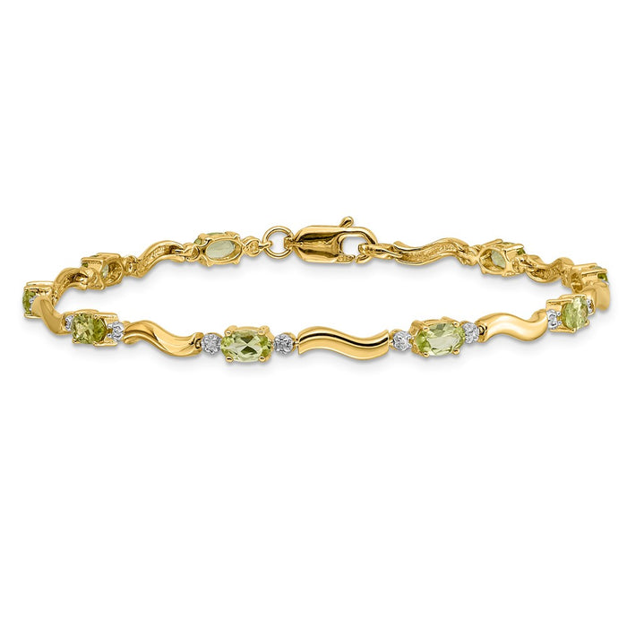 Shop 14K Gold Fancy Diamond & Peridot Bracelet - Stylish Luxury Jewelry-3