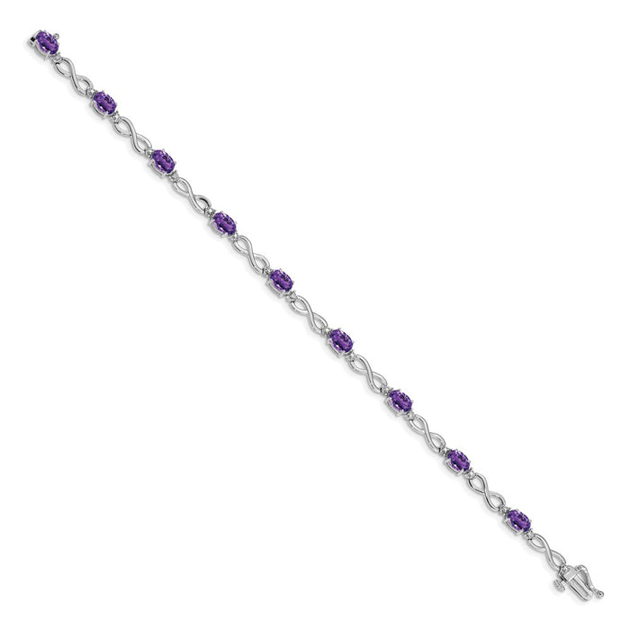 Buy 14K White Gold Infinity Bracelet with Amethyst & Diamond Accents - Stylish Value!-2