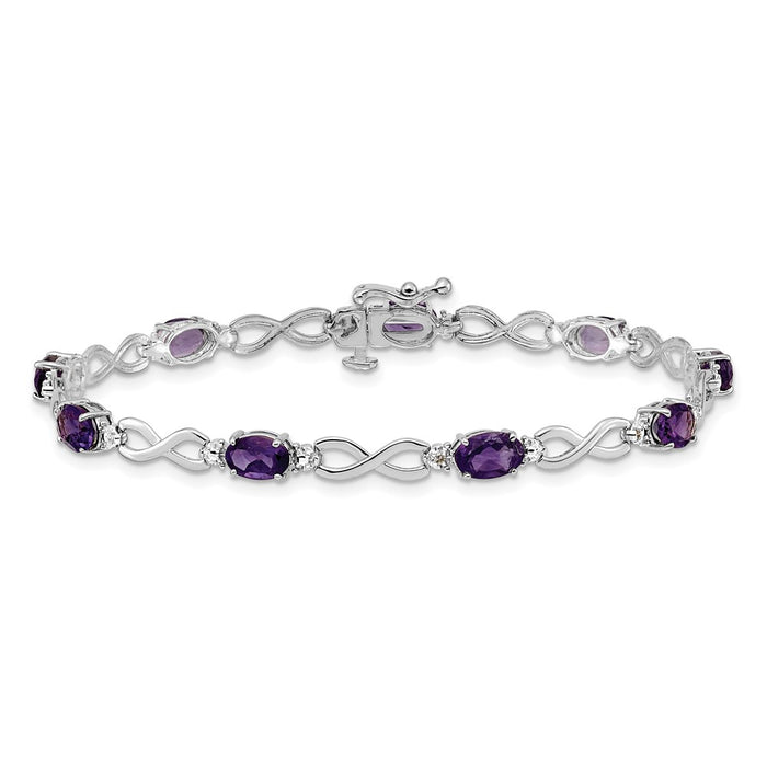 Buy 14K White Gold Infinity Bracelet with Amethyst & Diamond Accents - Stylish Value!-3