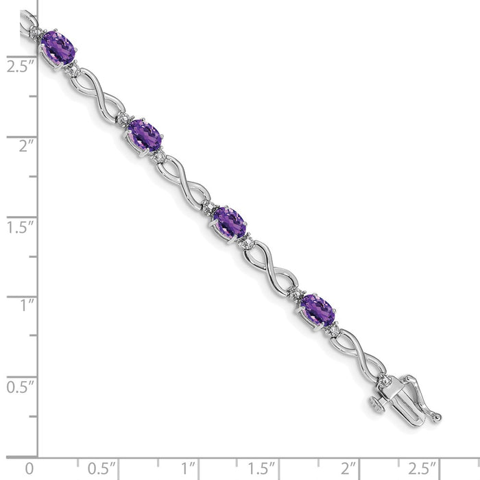 Buy 14K White Gold Infinity Bracelet with Amethyst & Diamond Accents - Stylish Value!-4