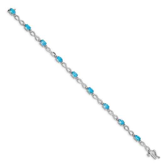 Shop 14K White Gold Infinity Bracelet with Blue Topaz & Diamonds - Stylish Value!