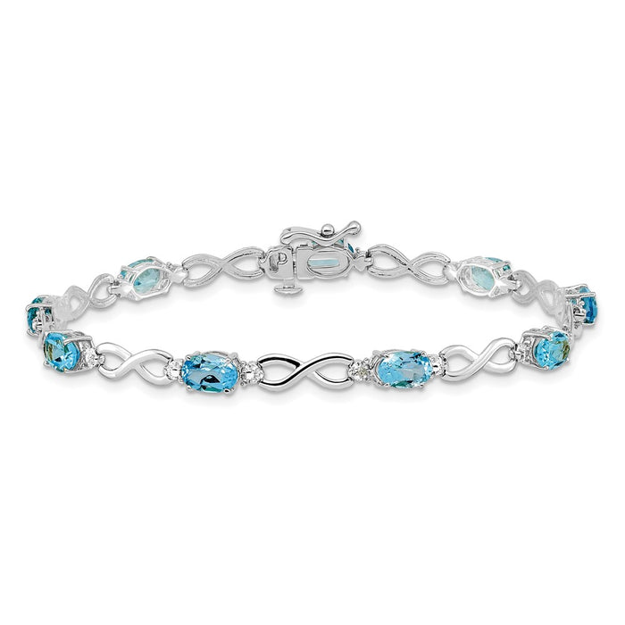 Shop 14K White Gold Infinity Bracelet with Blue Topaz & Diamonds - Stylish Value!-3