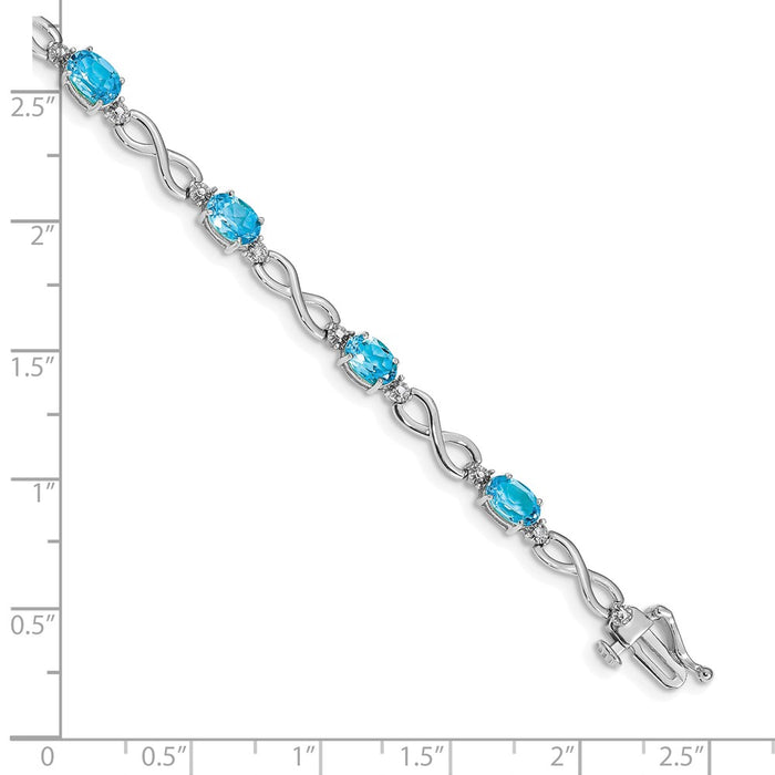Shop 14K White Gold Infinity Bracelet with Blue Topaz & Diamonds - Stylish Value!-4