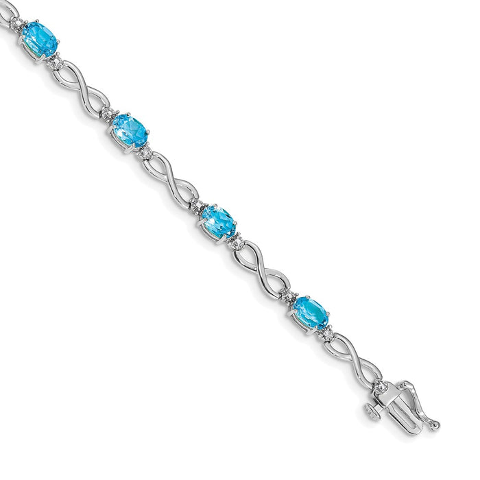 Shop 14K White Gold Infinity Bracelet with Blue Topaz & Diamonds - Stylish Value!-1
