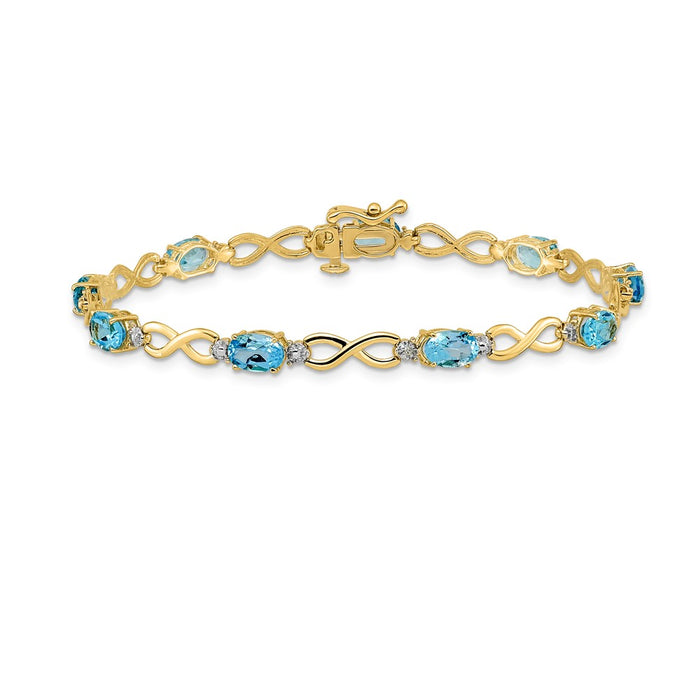 Order Luxury 14K Gold Blue Topaz & Diamond Infinity Bracelet - Stylish Design-3