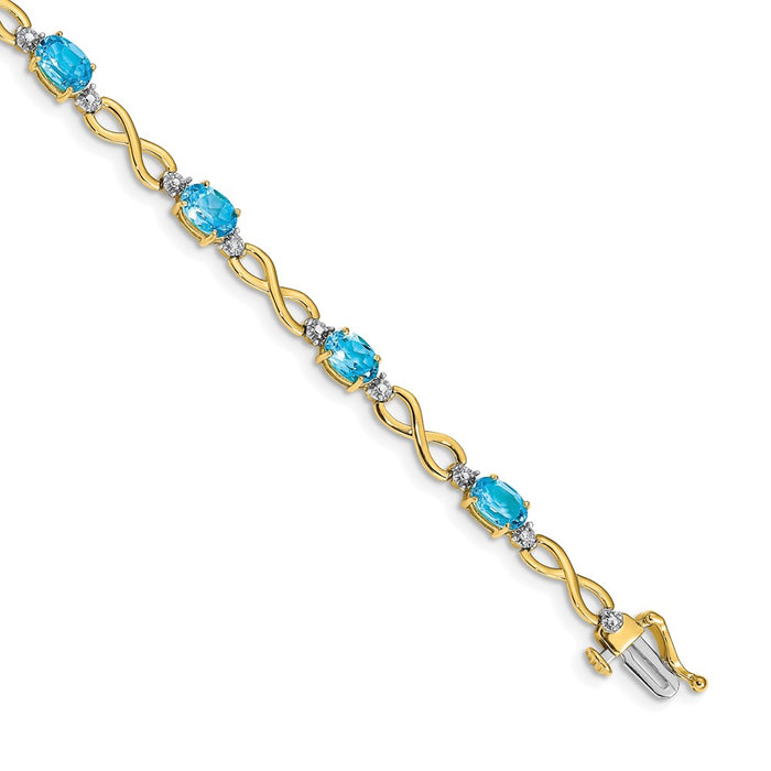 Order Luxury 14K Gold Blue Topaz & Diamond Infinity Bracelet - Stylish Design-1