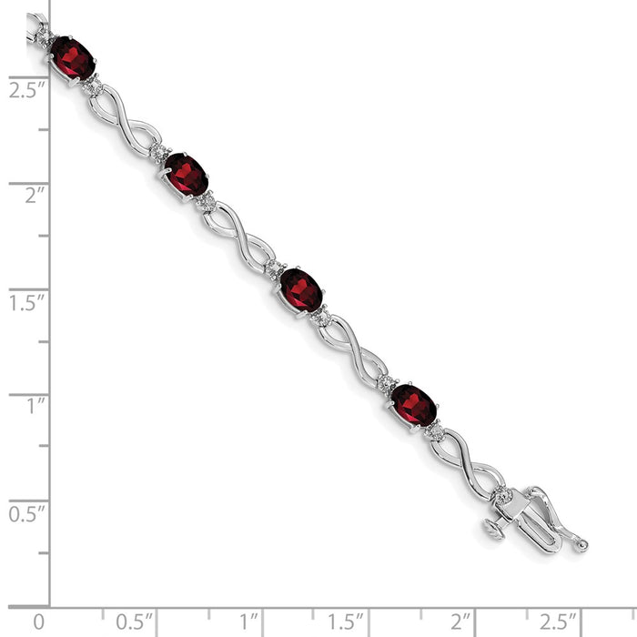 Shop Exclusive 14K White Gold Infinity Bracelet with Garnet & Diamond Accents-3