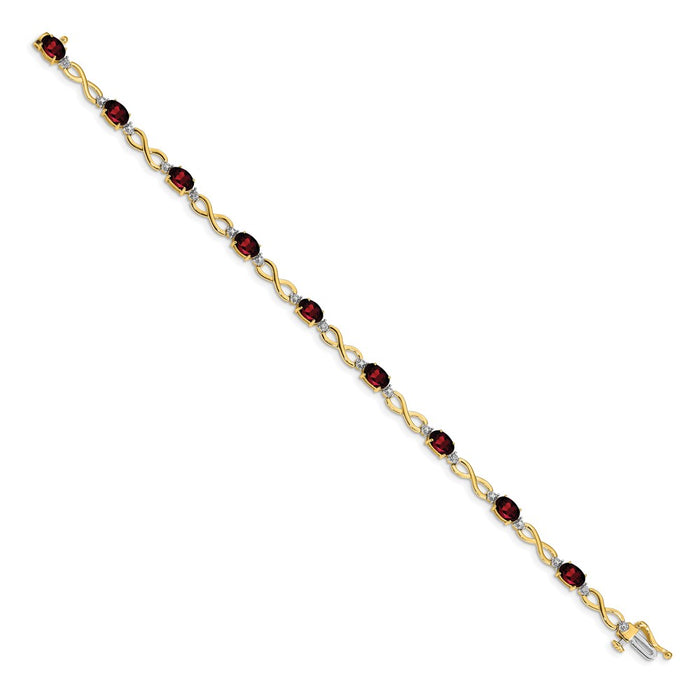 High-Quality 14K Gold Garnet & Diamond Infinity Bracelet - Stylish Value Gemstone-2