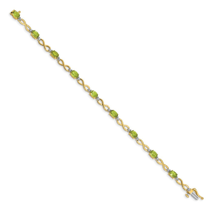 Shop Exclusive 14K Gold Peridot & Diamond Infinity Bracelet - Stylish Value!-2