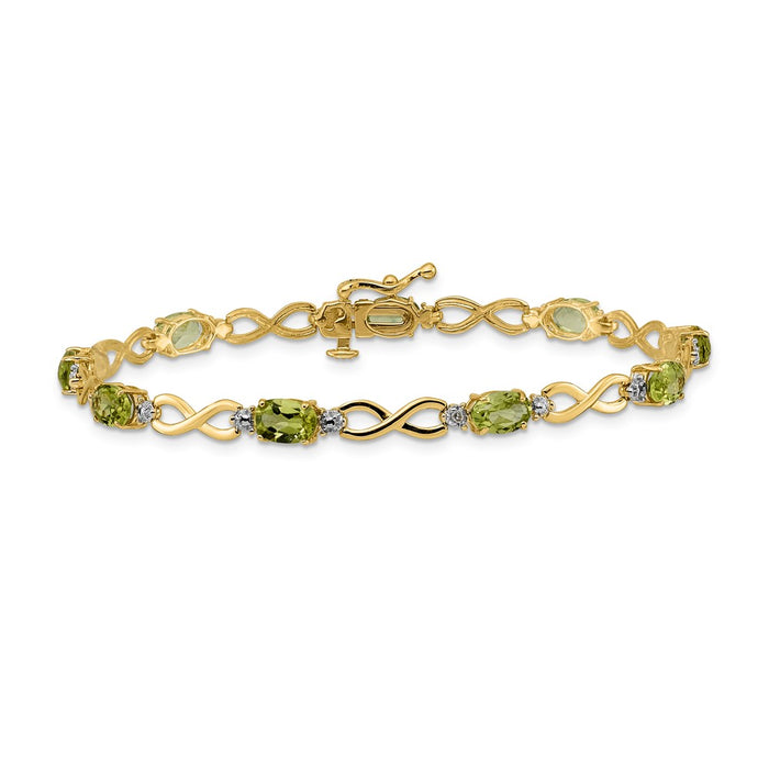 Shop Exclusive 14K Gold Peridot & Diamond Infinity Bracelet - Stylish Value!-3