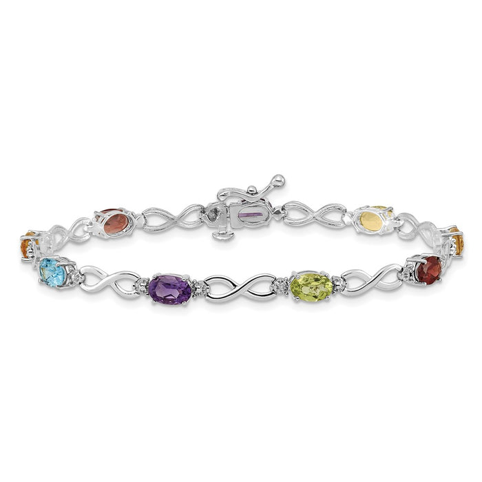 Shop 14K White Gold Infinity Bracelet with Rainbow Gemstones & Diamonds - Luxury Style-3