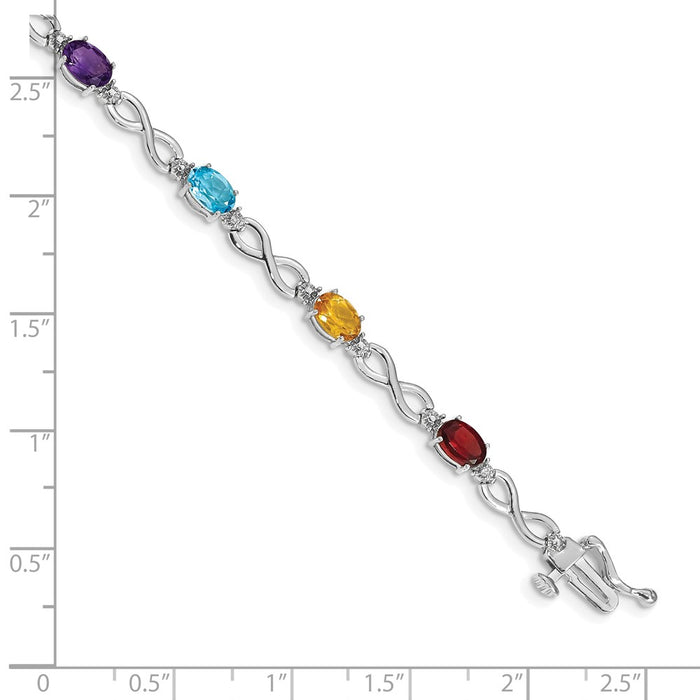 Shop 14K White Gold Infinity Bracelet with Rainbow Gemstones & Diamonds - Luxury Style-4