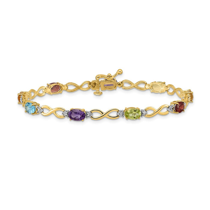 Buy Exclusive 14K Gold Rainbow Gemstone & Diamond Infinity Bracelet - Stylish Value-3