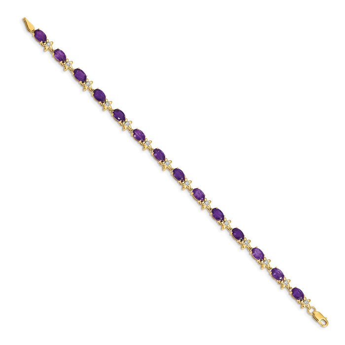 Shop 14K Gold Floral Design Bracelet with Diamonds & Amethyst - Luxury Value-2
