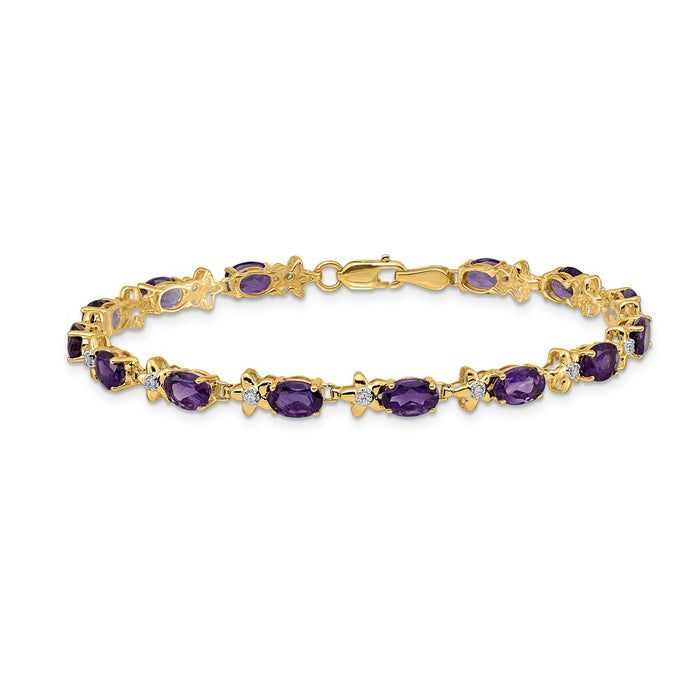 Shop 14K Gold Floral Design Bracelet with Diamonds & Amethyst - Luxury Value-3