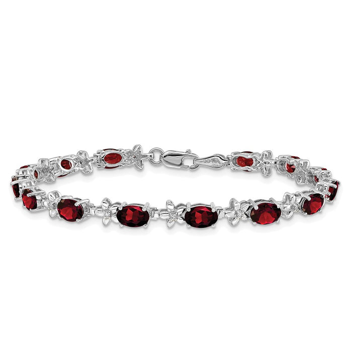 Shop Exclusive 14K White Gold Floral Bracelet with Garnet & Diamonds - Luxury Style-3