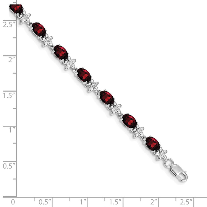 Shop Exclusive 14K White Gold Floral Bracelet with Garnet & Diamonds - Luxury Style-4