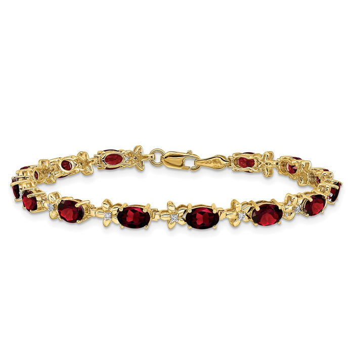 Shop Exclusive 14K Gold Floral Design Bracelet with Diamonds & Garnets - Stylish Value-3