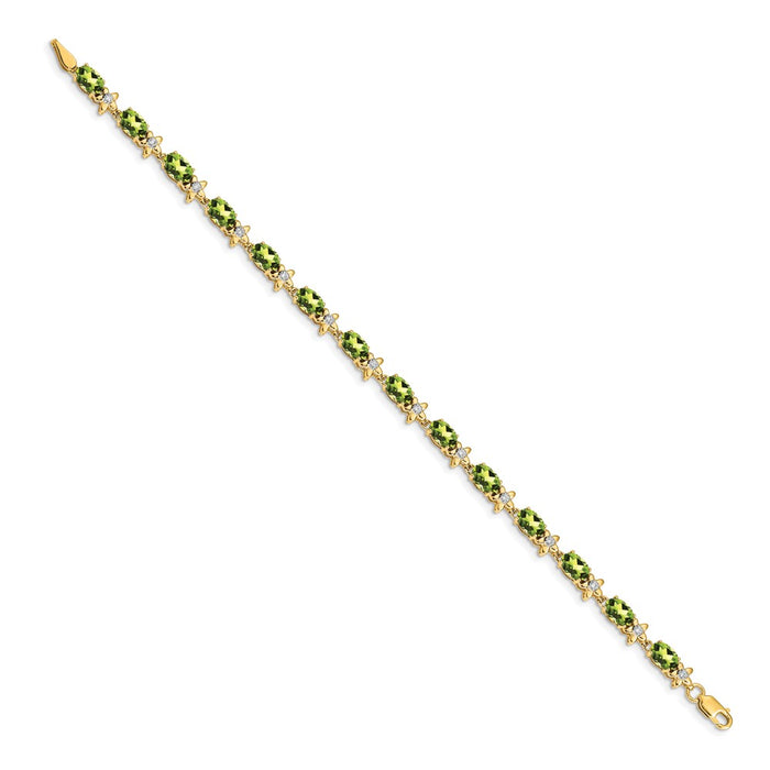 Buy Exclusive 14K Gold Floral Bracelet with Diamonds & Peridot - Stylish Value!-2