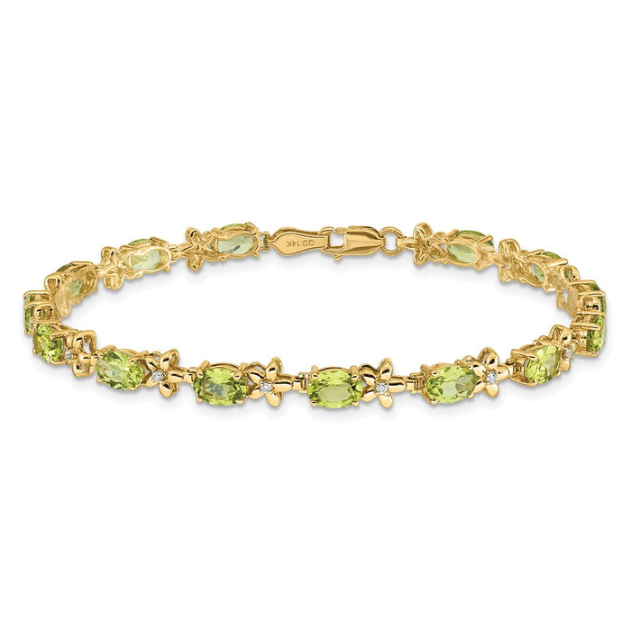 Buy Exclusive 14K Gold Floral Bracelet with Diamonds & Peridot - Stylish Value!-3